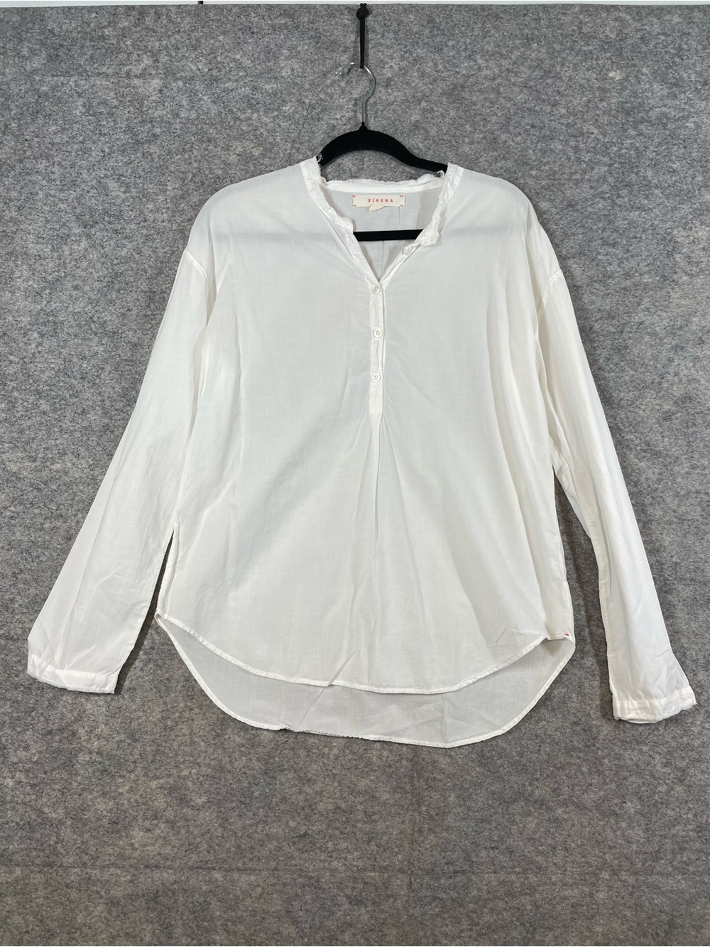 Xirena White Cotton Popover Shirt Medium Relaxed Coastal Quiet Luxury Blouse